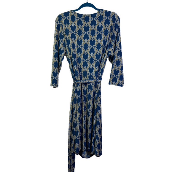 MIX x 41HAWTHORNE Teal Blue & Gold Demask A-Line‎ Dress - NWT - Picture 8 of 11